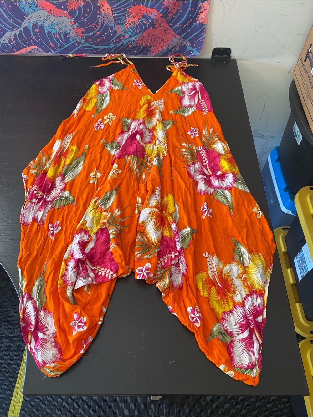 Bright Orange Floral Poncho